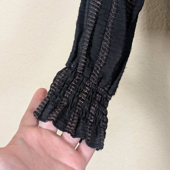 Jaspal Whimsigoth Blouse Lace Witchy Highneck Goth Semi Sheer XS Coquette - Picture 3 of 10